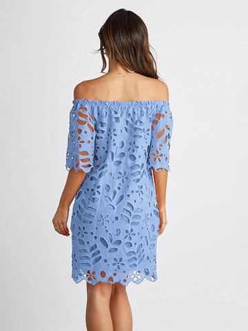 New casual tube top one shoulder hollow dress - Fashionner