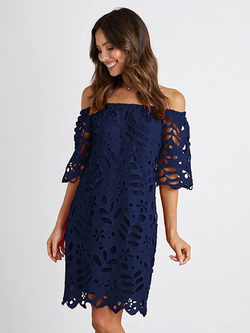 New casual tube top one shoulder hollow dress - Fashionner