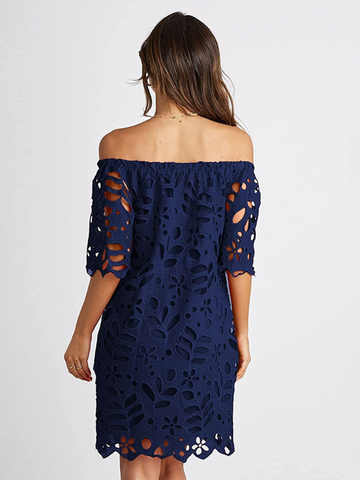 New casual tube top one shoulder hollow dress - Fashionner