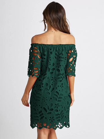 New casual tube top one shoulder hollow dress - Fashionner