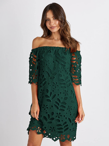 New casual tube top one shoulder hollow dress - Fashionner