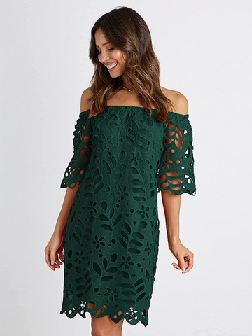New casual tube top one shoulder hollow dress - Fashionner