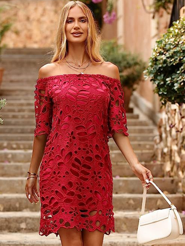 New casual tube top one shoulder hollow dress - Fashionner