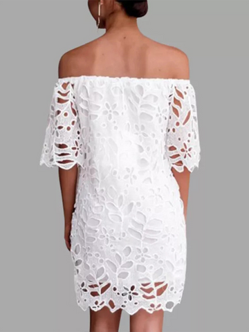 New casual tube top one shoulder hollow dress - Fashionner