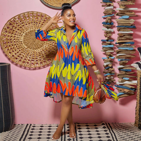 Buy Z110555 Spring Summer Wholesale Clothes Turkey African Ladies Dress Women Casual T-Shirt A-Line Skirt Long Dress For Women online at Fashionner.