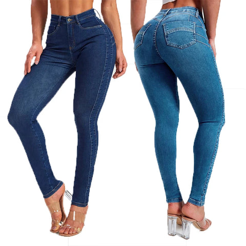 Buy Spring New Foreign Trade Slim Small Foot Pants Elastic High Waist Jeans Women'S Denim Trousers online at Fashionner.