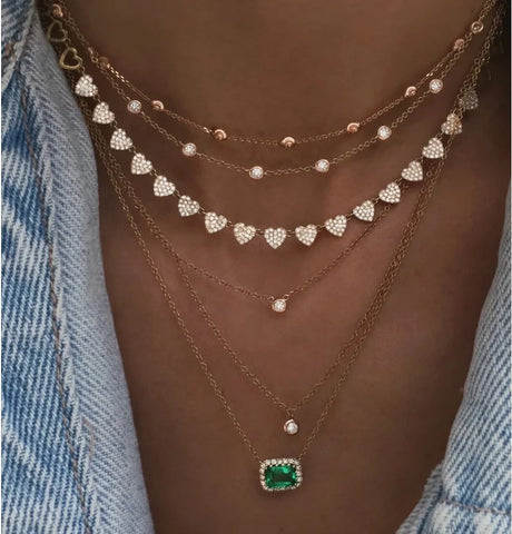 Buy Heart Choker Necklace Valentines Gift Jewelry Multi Piece Cz Heart Charm Fashion Jewelry online at Fashionner.