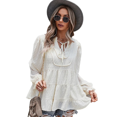 Buy Autumn Winter Women V Neck Floral Print Beach Mini Blouses Female Loose Long Sleeve Bohemian Blouses online at Fashionner.