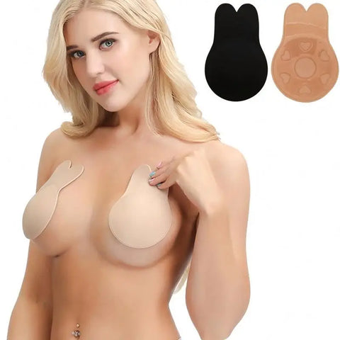 Buy New Rabbit Ear Silicone Self Adhesive Push Up Bras Invisible Strapless Lifting Nipple Covers online at Fashionner.