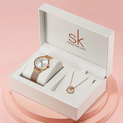 Buy Shengke Luxury Watches Women High Quality Wrist Luxury Famous Brands Sets For Women Wristwatch Ladies Watch Set online at Fashionner.