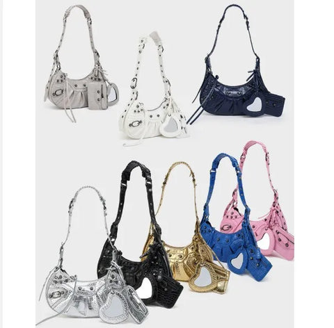 Buy Fashion Luxury Designer Pu Leather Half Moon Women'S Shoulder Bags Handbags With Mirror online at Fashionner.